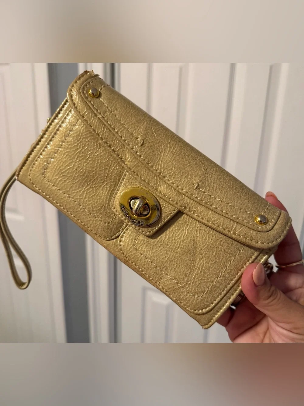 COACH Metallic Gold Leather Wallet Women’s